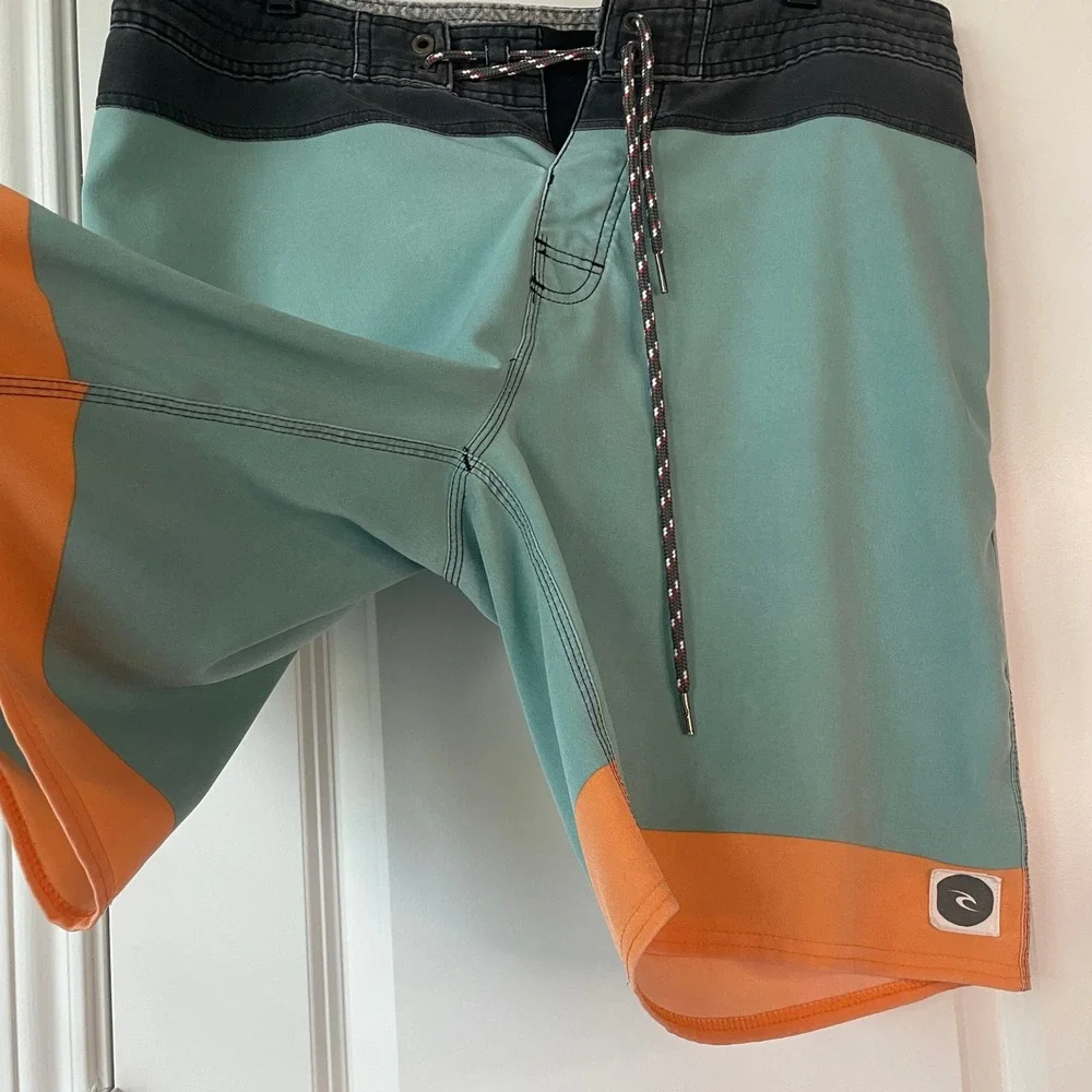 Rip Curl Surf Craft Men's Board Shorts/Swim Size 34 Blue/Gray‎ w/Back Pocket